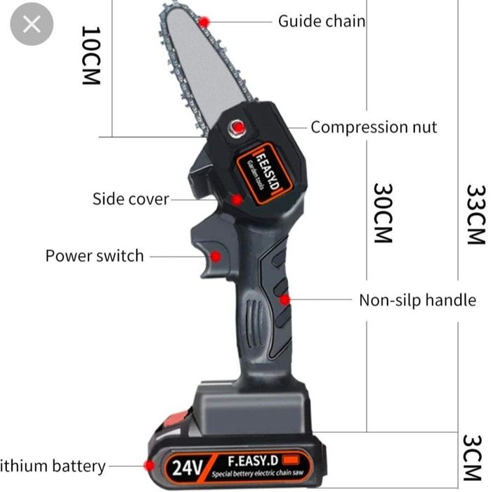 Доставка безплатная мини пила цепная аккумуляторная для сада