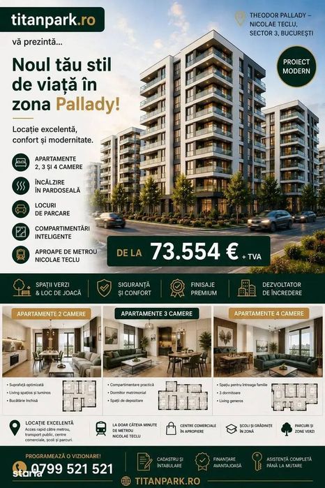 Apartament 2 Camere Parcare Gratis 0% COMISION Metrou Teclu Pallady — fotografia 1