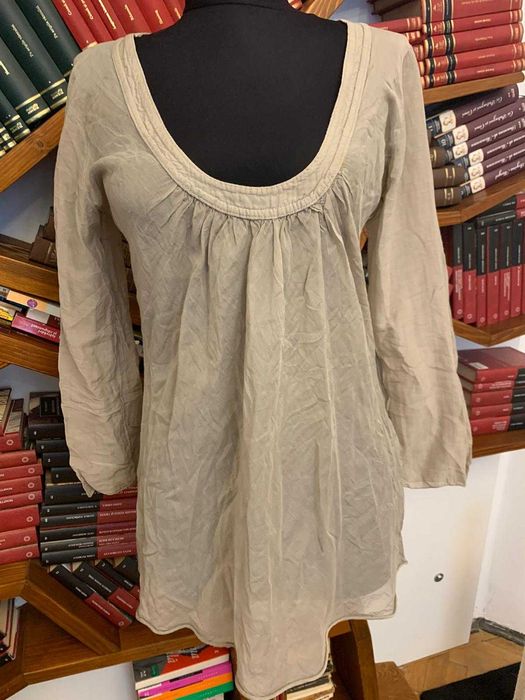 Bluza blend matase, culoare crem-gri