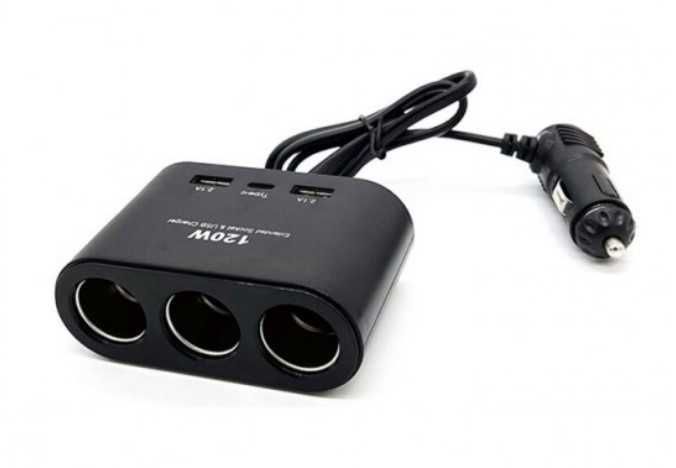 Разклонител №2113-1 за запалка 3-ка + 2 USB + C-Type