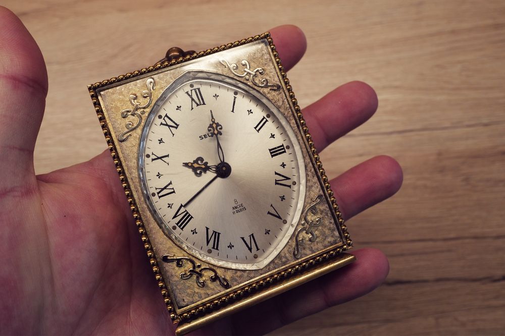 Ceas Birou Seliva 8 zile elvetian din alama jaeger alarma travel