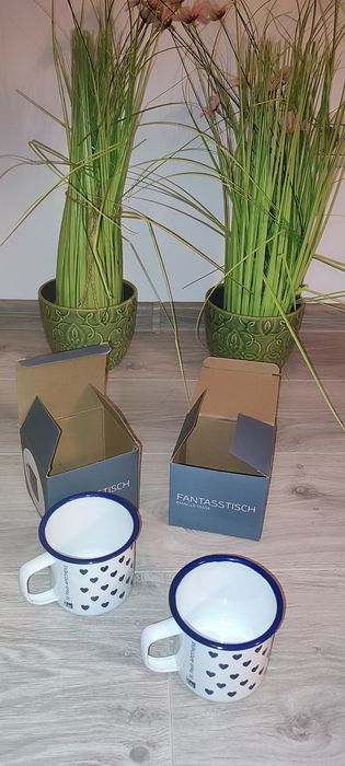 Set cani de colecție din email cu model cu inimi albastre, "St. Pauls