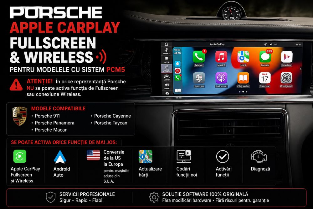Porsche Apple CarPlay Fullscreen Panamera Cayenne Macan Taycan GPS
