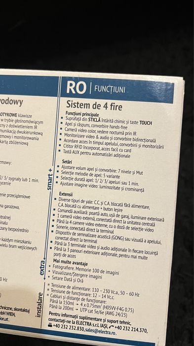 INTERFON video ELECTRA pentru vila  - 1 familie, 7 inch Extra