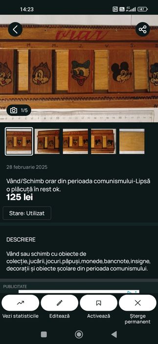 Vând sau schimb obiecte vechi.Preț în funcție de obiectul ales.