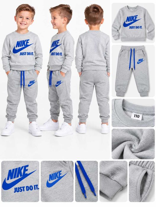 Детски комплект с щампа Nike  , сива блуза и сиво долнище , 1-6 години