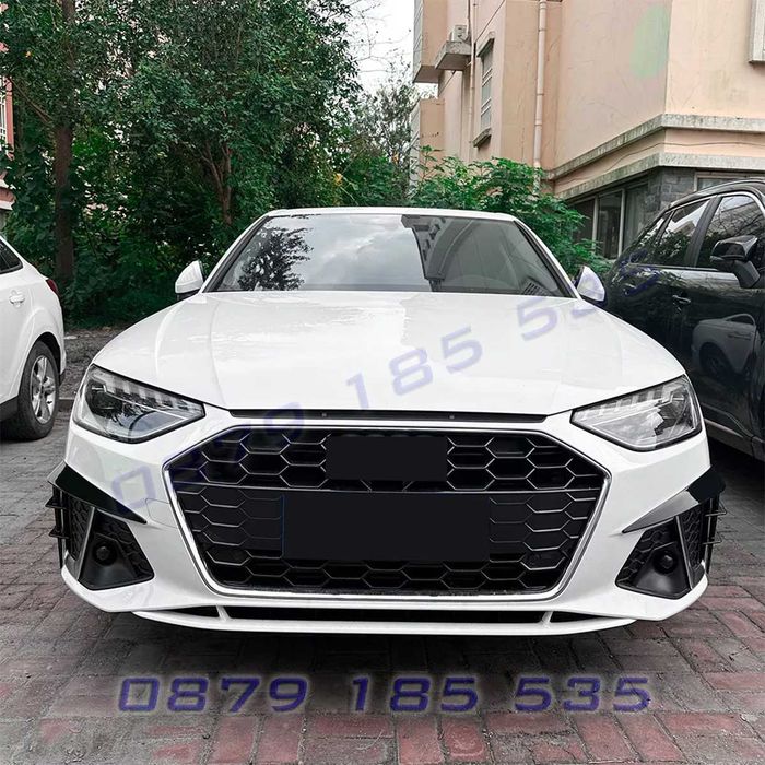 Предни тунинг канарди перки Audi A4 B9.5 S-Line 2020–2024 черен гланц - DA800 сплитер добавки ауди а4 б9.5
