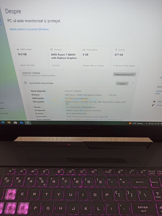 ASUS TUF A15, Ryzen 7, GTX 1660Ti, 16GB RAM, 512GB SSD