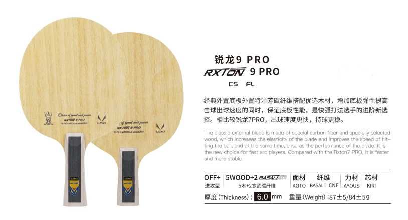 Профессиональные основание настольного тенниса фирмы Loki RXTON 9Pro