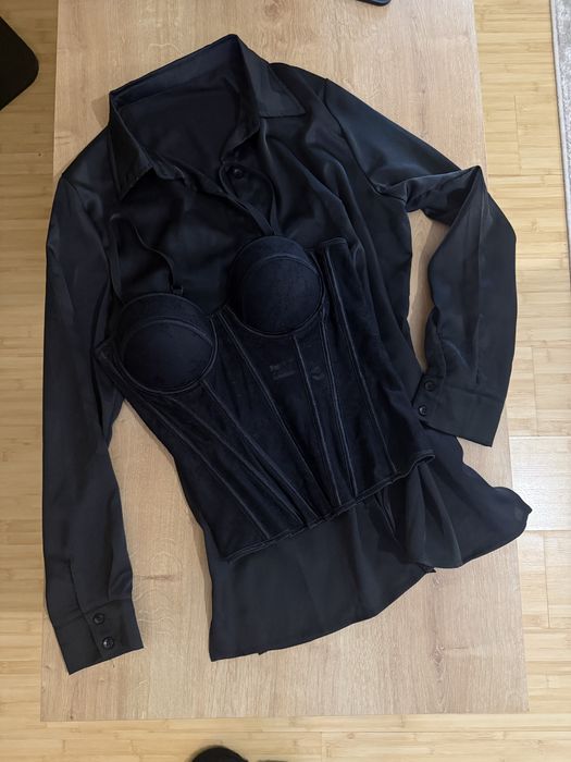 Сет от сатенена риза и дантелен корсет