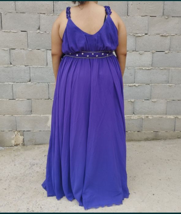 Елегантна дълга лилава рокля – ефирна, официална, 3XL