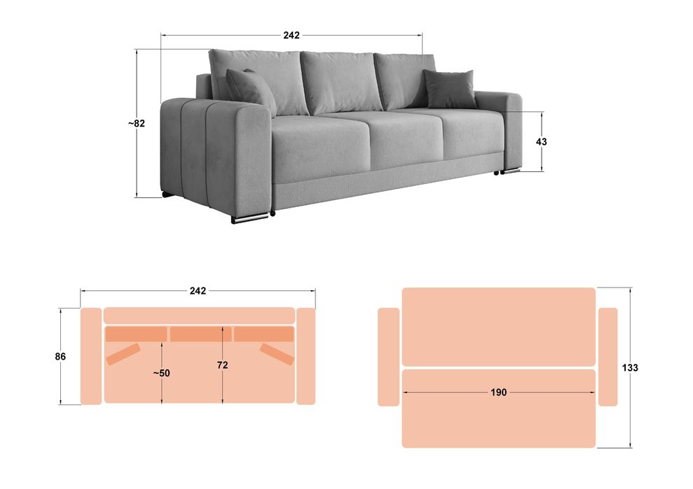 Диван Его триместен
