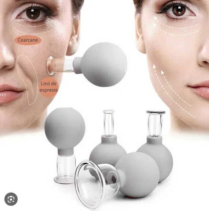 Ventuza silicon+sticla pt masaj facial/corp, celulita