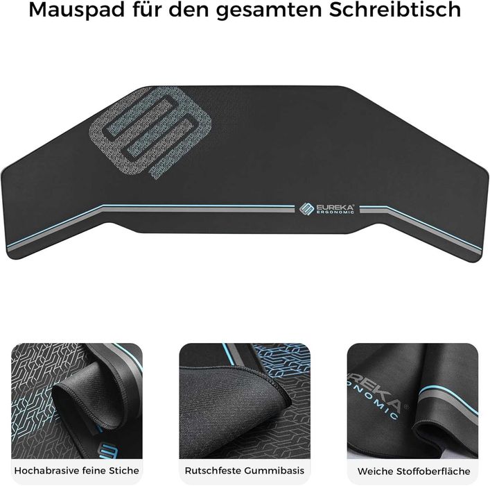 Masa Birou Gaming EUREKA ERGONOMIC 182x76 cm cu LED – Nou