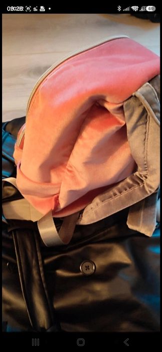 Rucsac roz trandafiriu, mărime mare, catifea, model rar