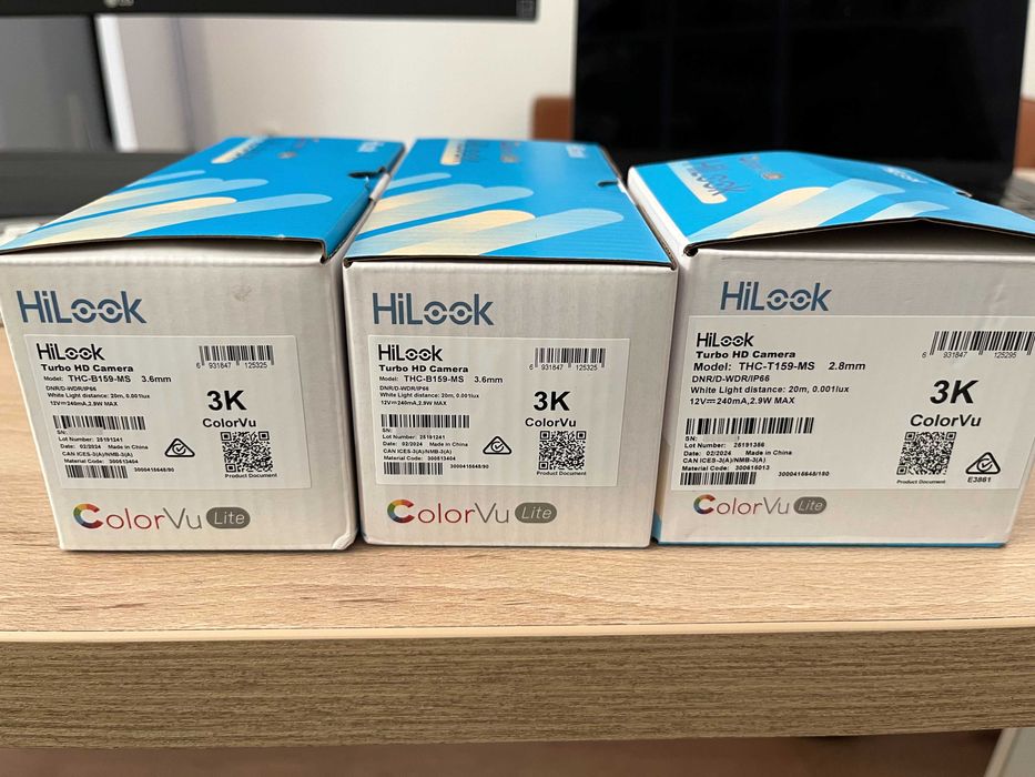 3 TVI камери Hikvision Hilook 5MP (3K) ColorVu, 1 куполна и 2 корпусни