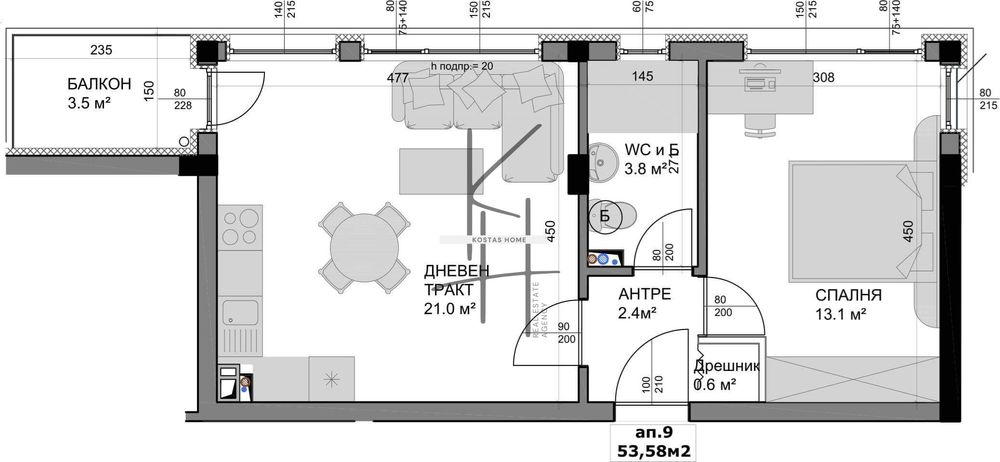 Продава се Двустаен апартамент в Варна, Владислав Варненчик - 62 кв.м за 1323 €/кв.м - Снимка #4