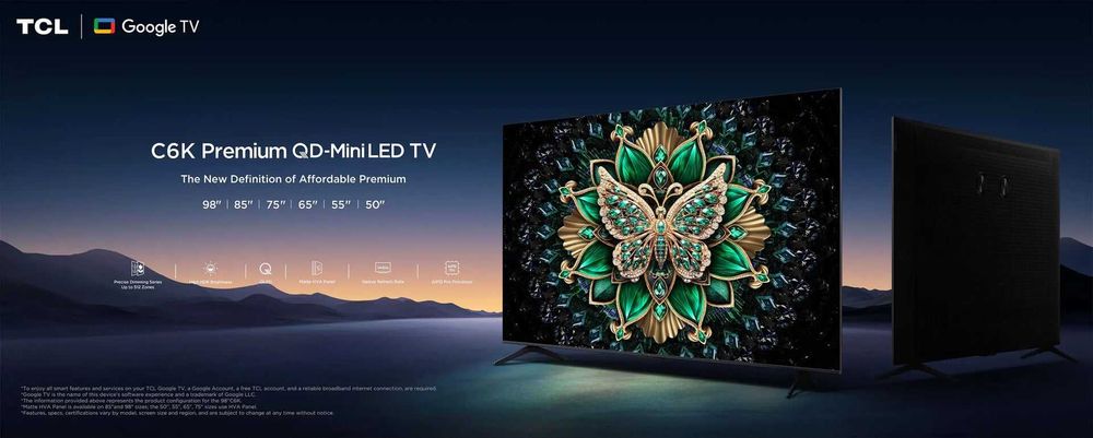 Телевизор TCL SQD-MiniLED 32/43/50/55/65/75/85/98 V6C/C6K/C7K/C8L/P8L