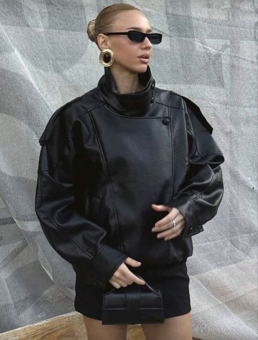 Кожено oversize яке