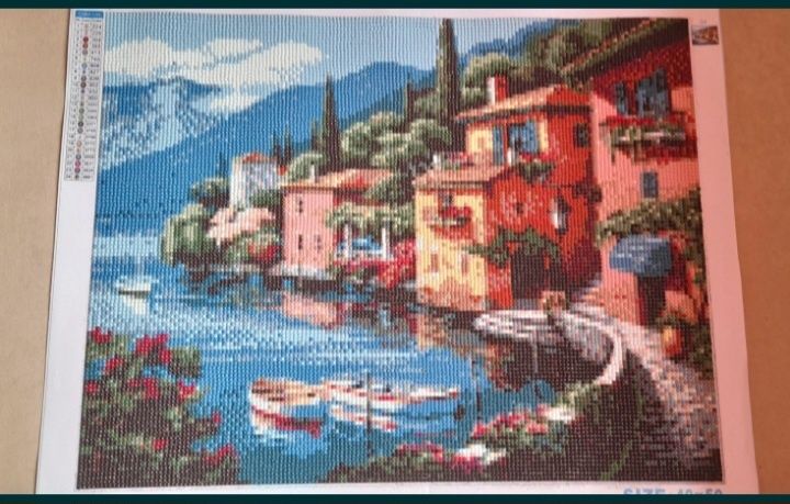 Изработени диамантени гоблени-Ваза с рози,Заря , Планински пейзаж и кр