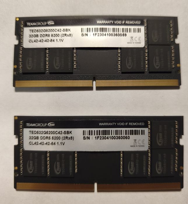 64gb DDR5 5200MHZ Sodimm для ноутбука.32gbx2 Team group.