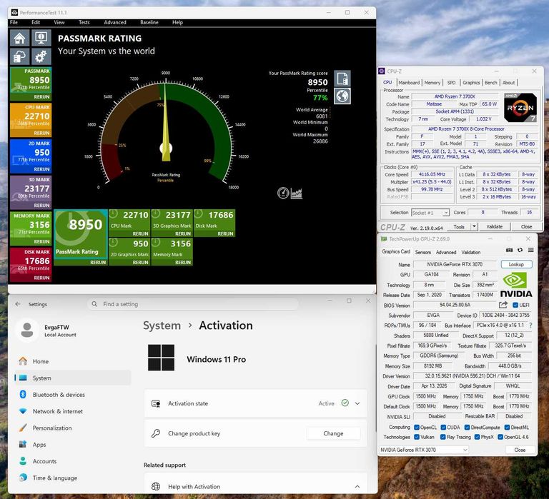 Геймърски Компютър (КАТО НОВ) - AMD R7 3700X, Nvidia RTX3070, 32GB RAM, NVMe SSD
