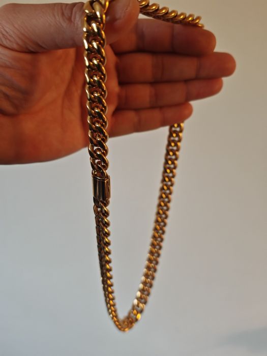 Set cuban inox suflat cu aur de 18k