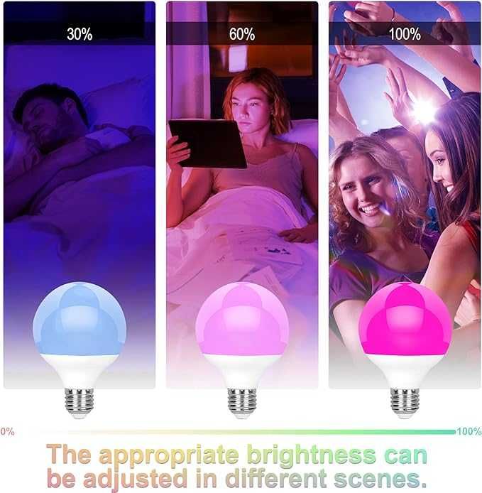 set 4 becuri RGB , 9W, E27 LED, Dimabile