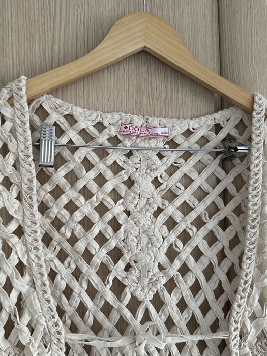 Vesta din macrame (material bumbac), cu ochiuri mari