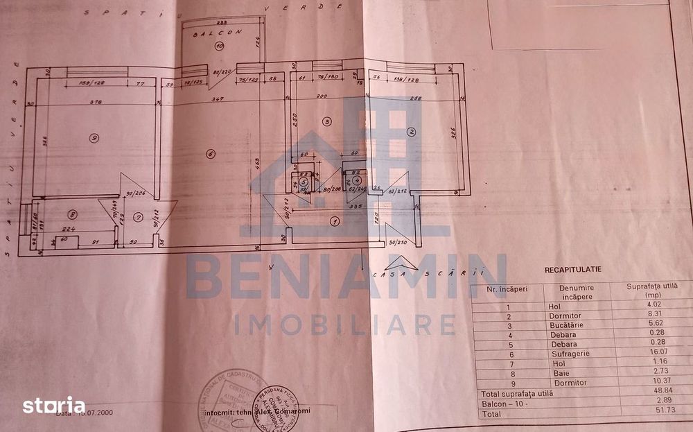 3 camere - etaj 3 - 52mp - renovat - centrala - apa - Craiovita Noua