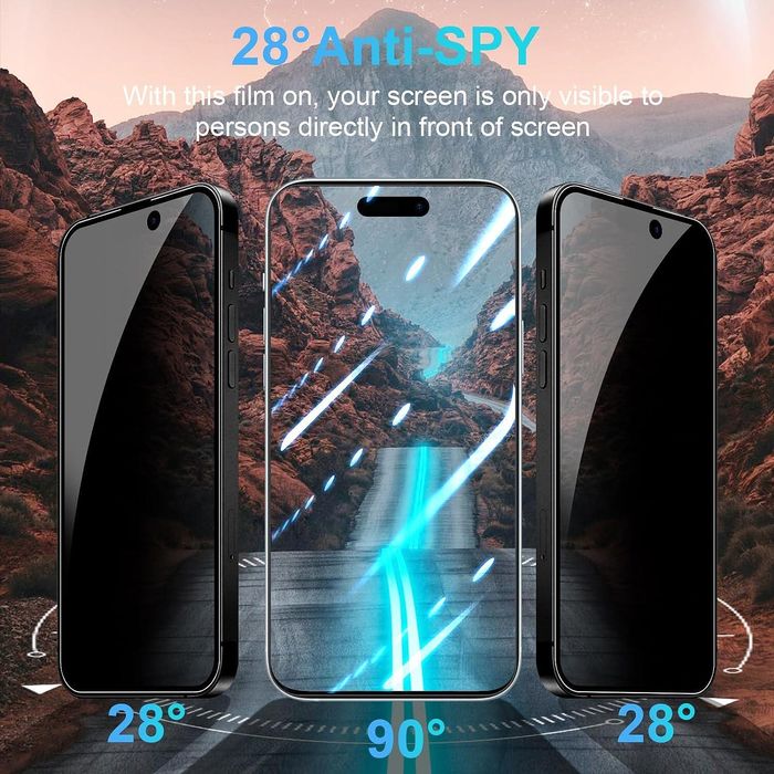 Privacy 5D Стъклен Протектор за Apple iPhone 16 | 15 | 14 | 13 Pro Max