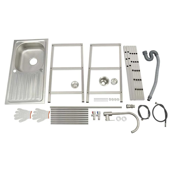 Chiuveta inox 40x75 cm cu suport  2 polite  casnic restaurant