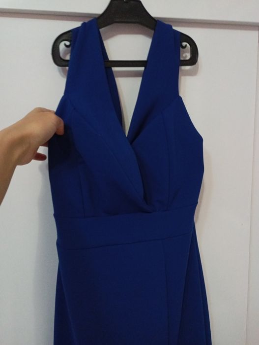 Елегантна Тъмно синя рокля