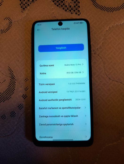 Redmi not 12 pro 8/256 karobka dokument