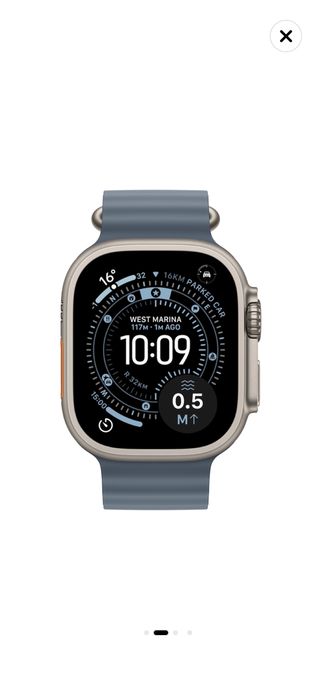 Apple Watch Ultra 3, GPS + Cellular, Carcasa Natural Titanium 49mm, Anchor Blue Ocean Band