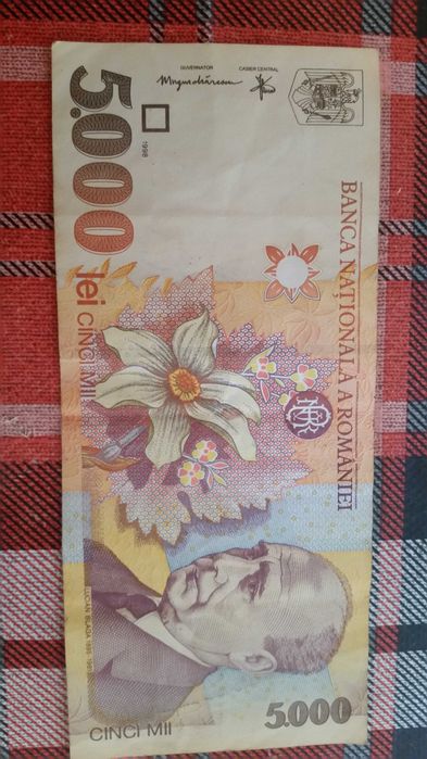 Bancnotă 5000 lei.Lucian Blaga 1998.
