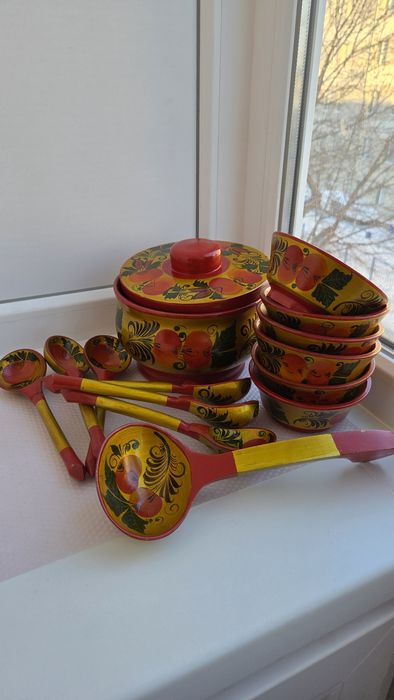 Набор посуды деревянной "хохлома"