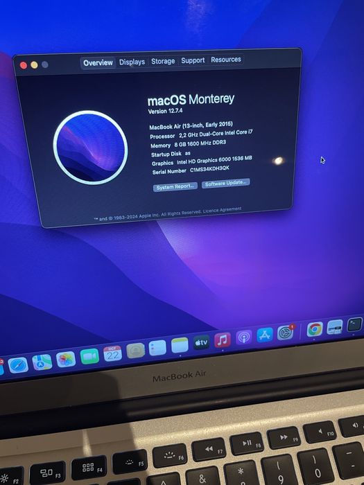 Laptop MacBook Air 13" Early 2015 – i7, 8GB RAM, 256GB SSD