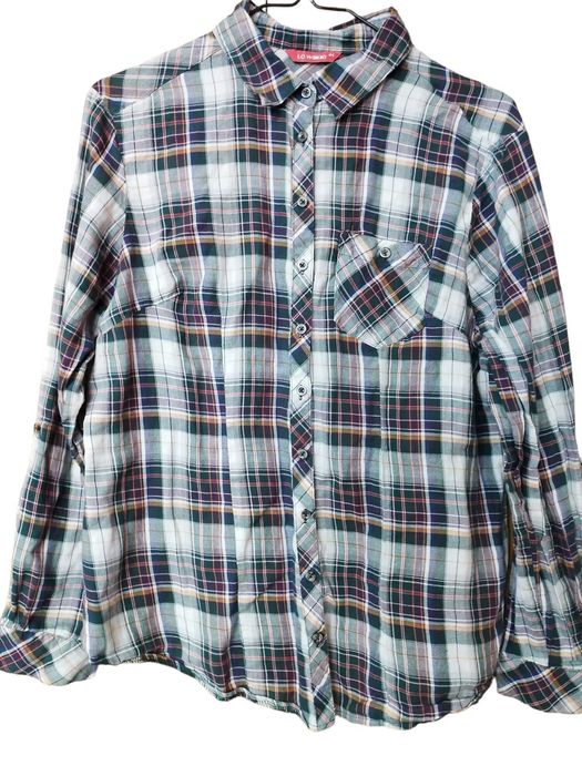 Дамска карирана риза с джоб LC Waikiki, 100% памук, Многоцветна, 44