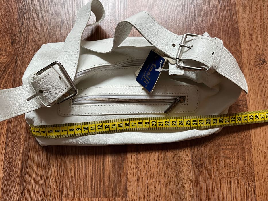 Geanta Amalfi alba din piele