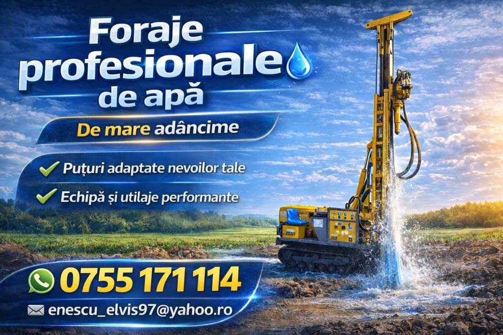 Foraje profesionale de apă –până la 350 m adâncime