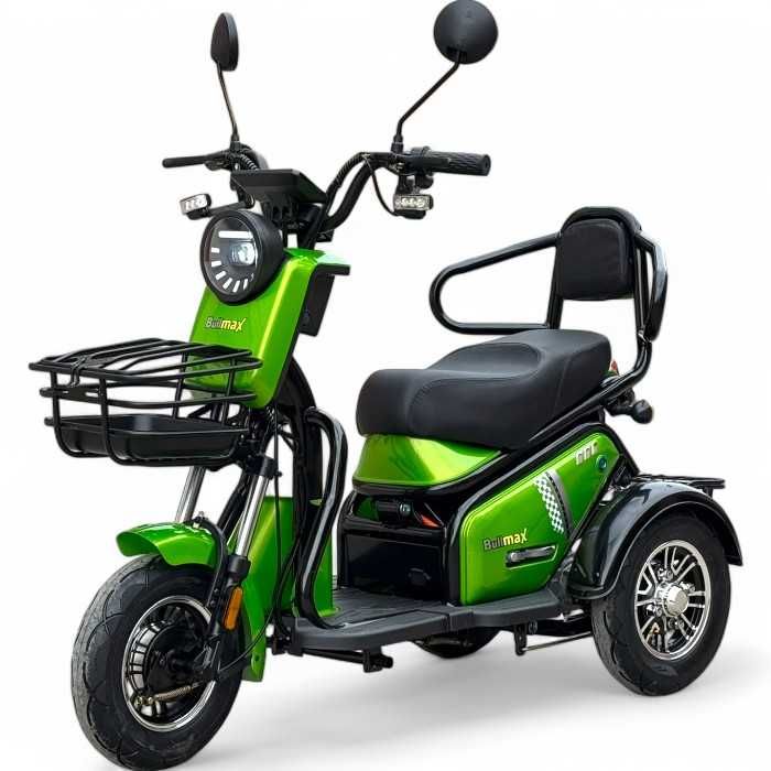 Двуместна електрическа триколка PUDDING 1800W, Черна, Крачна спирачк