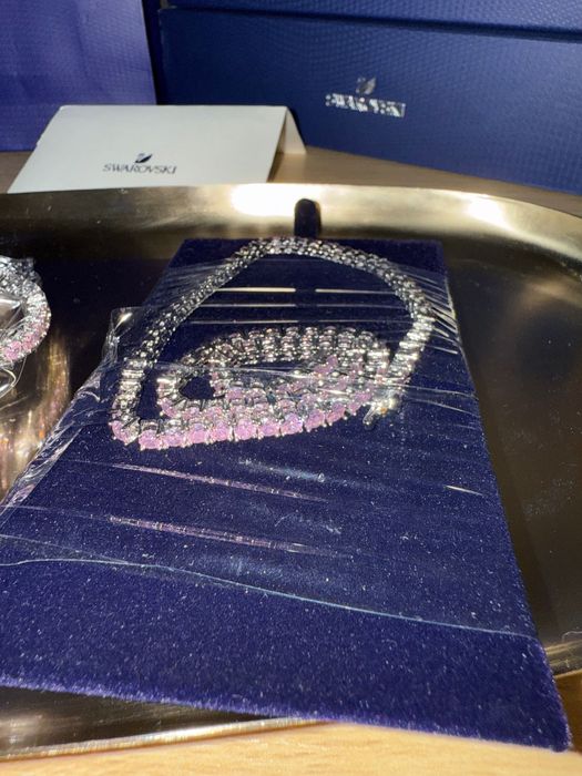 Set Swarovski Tennis Matrix Roz/ colier+brățară