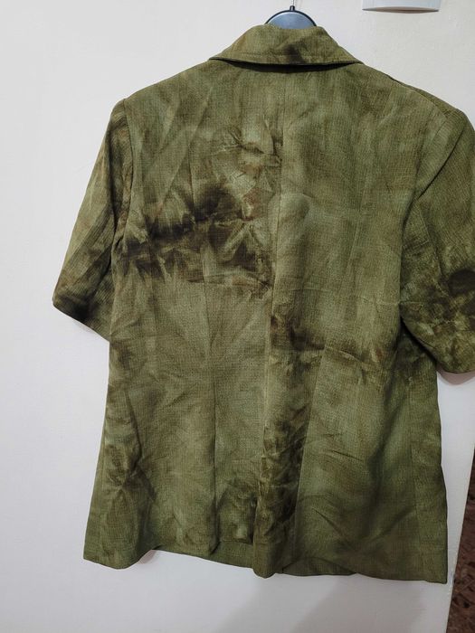 Sacou cu maneca scurta, din fibre naturale 100%, verde, marime XL