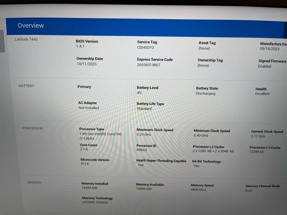 Dell Latitude 7440 14"  i7 1365U vPro 16gb Ram