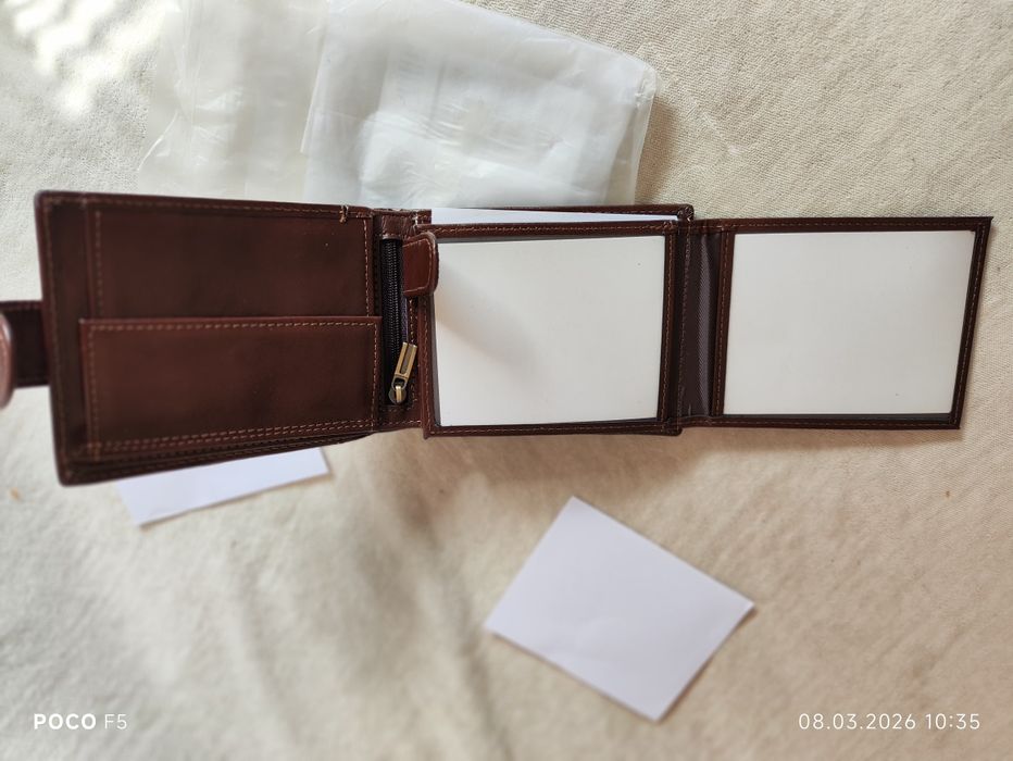 Нов мъжки портфейл от естествена кожа