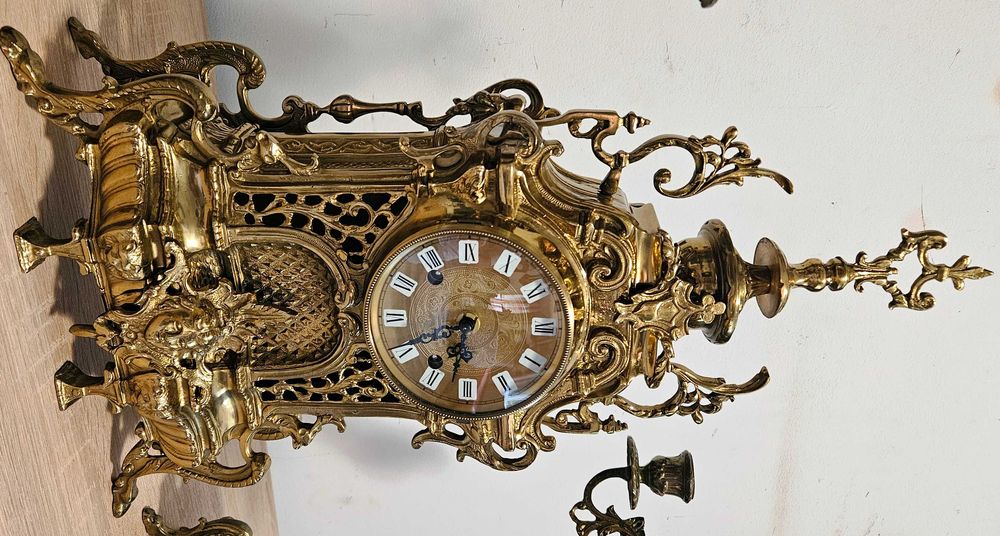 Ceas de semineu mecanic 3 piese Hermle 1978