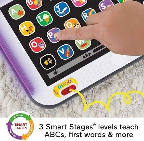 Нов Детски образователен таблет Fisher-Price 100+ звуци и песни 28 бутона UK English за 1-3 години дете