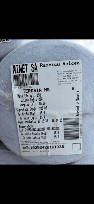 Дренажен геотекстил MINET TERASIN NS 150 g/m² – ролка 2x50 м (100 м²) – Нов