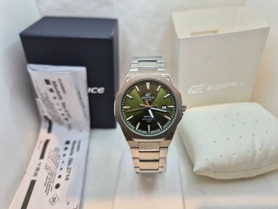 Ceas Barbati, unisex CASIO Edifice Saphire , EFR s108d-2a Dark green, NOU,Original Garantie 2 ani
